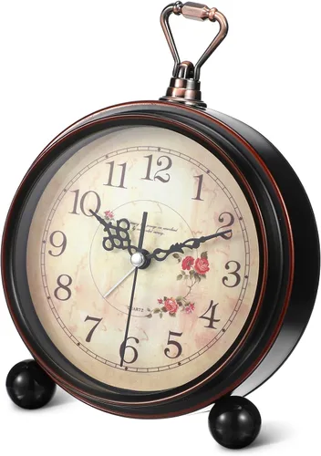 BESPORTBLE Reloj despertador de estilo vintage, reloj de mesa retro antiguo, decorativo, silencioso, sin tictac, clásico, retro, alarma de