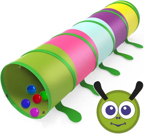 Miniatura 9 de WER Tienda de campaña de túnel de juego para niños, oruga, túnel emergente para niñas, niños, tubo de juguete para gatear al aire libre e