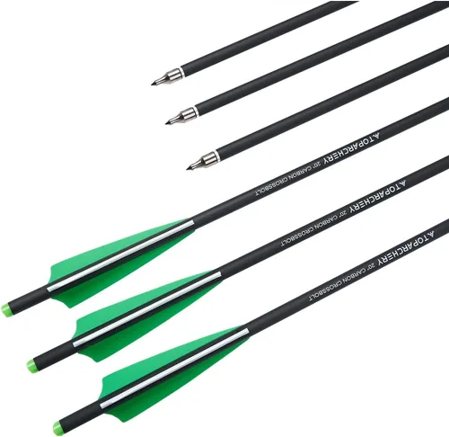 Miniatura 6 de TOPARCHERY 12 piezas de ballesta flechas ballesta pernos de 16 pulgadas/20 pulgadas de caza de tiro con arco flechas de carbono con paletas de 4