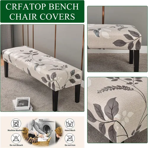 Miniatura 3 de CRFATOP 4 Piezas de Fundas Elásticas para Silla de Comedor con Funda para Banco Fundas Impresas para Silla de Comedor Fundas para Cojín de Asiento