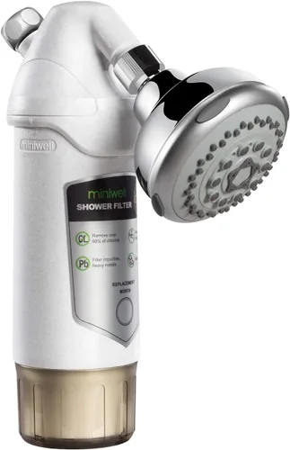 miniwell Filtro de ducha 720-Plus con cartuchos reemplazables, filtro de cabezal de ducha con filtros dobles, elimina el 99% de cloro (filtro de