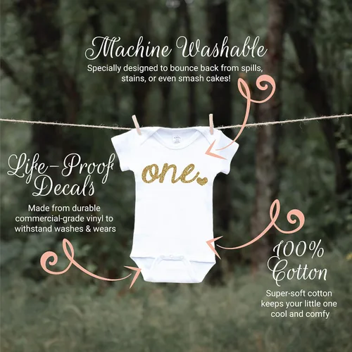Miniatura 2 de Mameluco de bebé camisa para niña de primer cumpleaños con purpurina dorada 12-18 meses Blanco