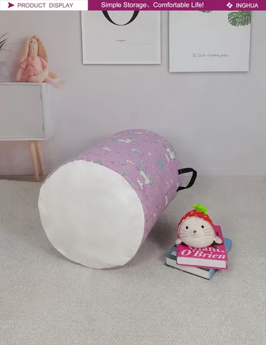 Miniatura 5 de Cesta de lavandería grande de tela de lona ligera, organizador de juguetes, ropa sucia, plegable, impermeable, para dormitorios universitarios