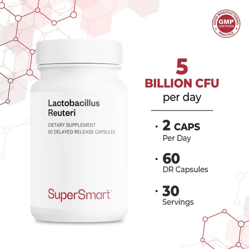 Miniatura 5 de Supersmart - Lactobacillus Reuteri 5 Billion CFU per Day - Probiotic Supplement Non-GMO & Gluten Free - 60 DR Capsules