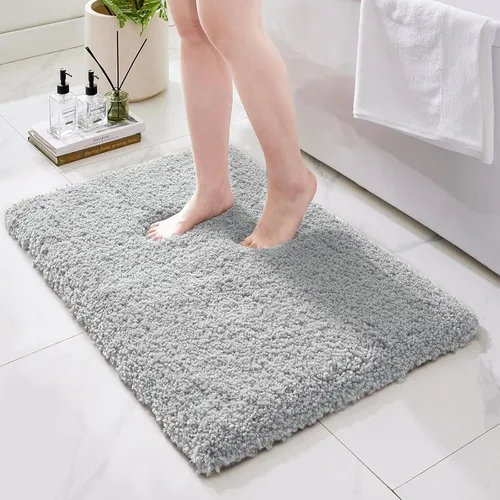 Miniatura 14 de Alfombras de baño antideslizantes, lavables, ultra gruesas, suaves, de microfibra absorbente, de látex de espuma de alta densidad, con respaldo Beige