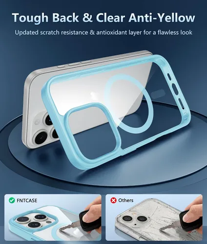 Miniatura 1529 de FNTCASE Funda para iPhone 13 Pro-Max: Fundas magnéticas transparentes compatibles con Magsafe Slim anti amarillamiento protección contra caídas