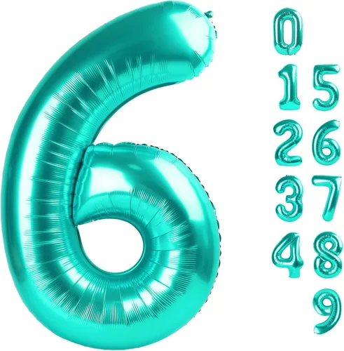 Miniatura 445 de Globos de números de 5 globos de 40 pulgadas, decoraciones de cumpleaños azules para niños y niñas, globos de números azul marino grandes