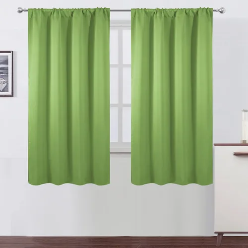 Miniatura 80 de LEMOMO Cortinas opacas negras para cocina, 42 x 45 pulgadas, juego de 2 paneles de cortinas opacas con bolsillo para cortinero para ventana pequeña