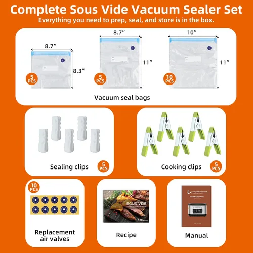 Miniatura 9 de Homtone Cocina Sous Vide de 8 cuartos de galón con control de temperatura y temporizador, acero inoxidable para filetes, mariscos, verduras, máquina
