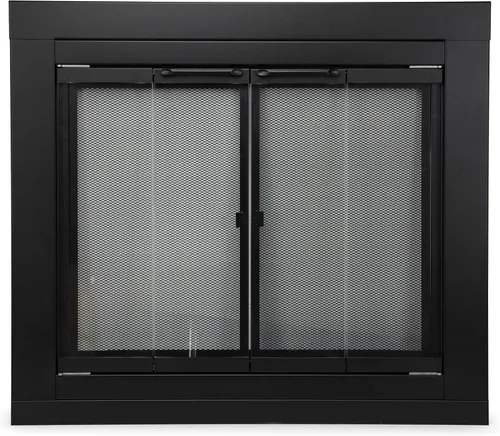 Miniatura 11 de Stanbroil Puerta de Chimenea de Cristal Estilo Bi-fold, Acabado Negro, Grande, Puerta de Pantalla Decorativa para Chimenea y Accesorios