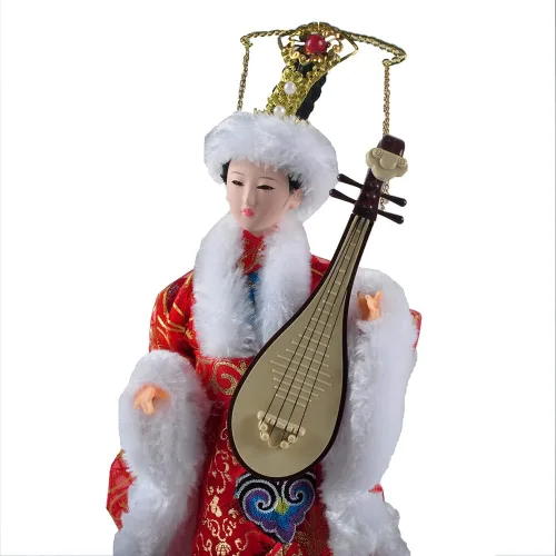 Miniatura 6 de Figura de seda de artesanía tradicional china de 12 pulgadas, adornos coleccionables de personajes antiguos chinos para decoración del hogar (rojo)
