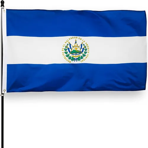 DANF - Bandera de El Salvador de 3 x 5 pies de poliéster grueso, resistente a la decoloración, ojales de latón, cabecera de lona, banderas