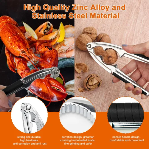 Miniatura 3 de Cascanueces, 8 piezas de cascanueces multiusos de acero inoxidable para mariscos y pecanas, herramientas para agrietar nueces con mango