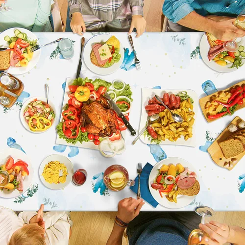 Miniatura 6 de Manteles para Fiesta de Baby Shower - 3 Piezas Cubiertas de Mesa Acuarela Azul para Decoraciones de Fiesta de Cumpleaños, Mantel de Plástico