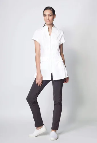 Miniatura 4 de Noel Asmar Uniforms Cap Sleeve Spa Tunic, cremallera frontal bidireccional