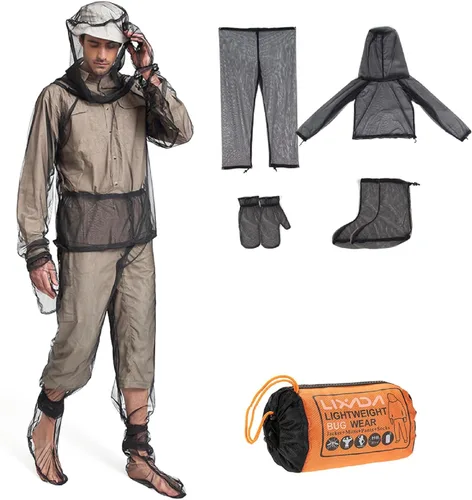 LIXADA Conjunto de medias de malla para traje, chaqueta y pantalones, medias unisex ultrafina con bolsa de transporte para pesca, caza, camping