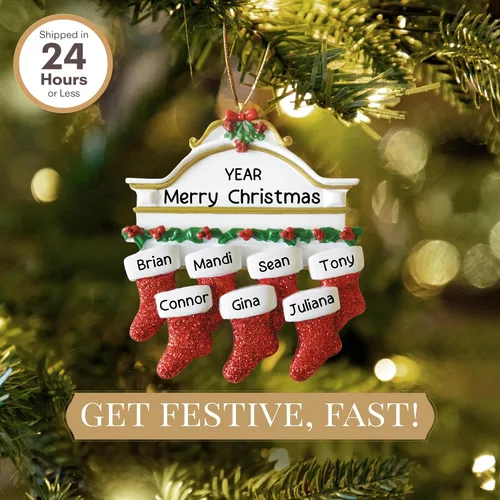 Miniatura 2 de Adorno personalizado para familia de 7 2026 Personalizado las 24 horas, adornos de Navidad grabados con láser para árbol Regalo de recuerdo