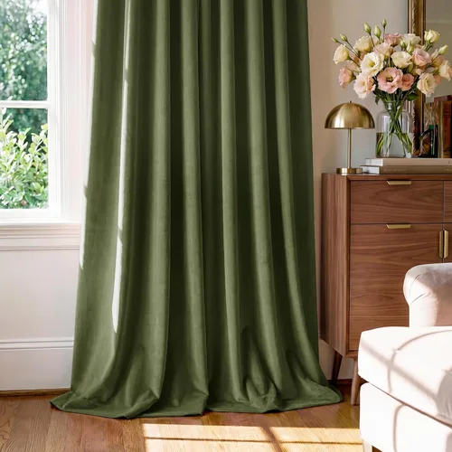 Miniatura 195 de StangH Cortinas de Terciopelo Verde Esmeralda de 96 Pulgadas - Cortinas Opacas de Terciopelo de Lujo Súper Suaves, Elegante Cobertura de Ventana