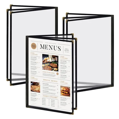 Miniatura 8 de 2 piezas cubiertas de menú de 8.5 x 11 pulgadas, 6 páginas, 12 vistas, soporte transparente de menú de restaurante para restaurante, bar, cafetería