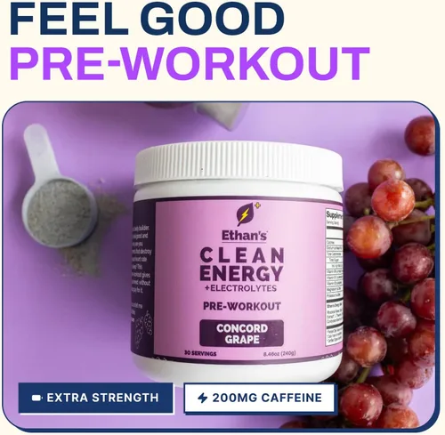Miniatura 6 de Ethan's Feel Good - Mezcla de bebidas de hidratación y preentrenamiento Cafeína a base de plantas, electrolitos, vitaminas B - Concord Grape
