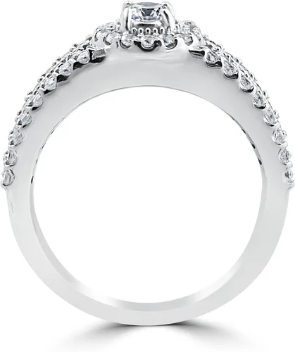 Miniatura 2 de 1 Carat Vintage Halo Diamond Engagement Wedding Ring Set 14K White Gold