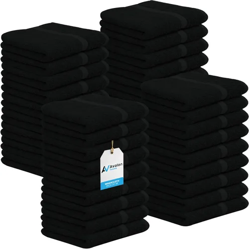 Avalon Towels Toallas de algodón – Paquete de 36 unidades, 12 x 12 pulgadas, 100% algodón hilado en anillo, toallas faciales suaves y absorbentes,