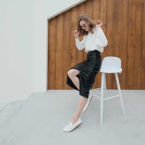Miniatura 4 de JENN ARDOR Mocasines Penny para mujer, mocasines de moda, cómodos zapatos planos de conducción, Blanco
