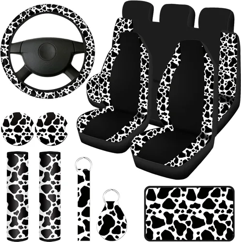 Miniatura 13 de Frienda Juego completo de 13 fundas de asiento de automóvil con estampado de camuflaje para mujeres y hombres, accesorios de automóvil de goma