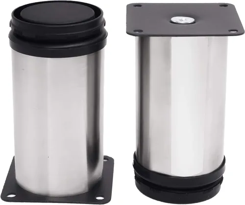 Miniatura 2 de KINJOEK Paquete de 16 patas ajustables de 4 pulgadas de alto x 2 pulgadas de diámetro, patas de gabinete de acero inoxidable con acabado cepillado