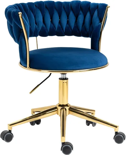 NIOIIKIT Silla de Escritorio de Terciopelo con Respaldo Tejido a Mano, Silla Giratoria de 360° y Altura Ajustable, Silla de Maquillaje, Sillas de