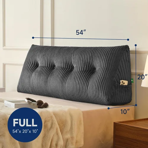 Miniatura 3 de Z-hom Almohada de cabecera completa, almohada de lectura de cuña triangular para cama o sofá, cojín ergonómico para respaldo para sentarse, leer