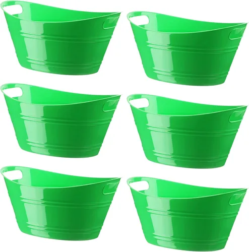 Miniatura 23 de Patelai 6 Piezas Cubetas de Hielo Pack, Cubetas de Hielo de Plástico con Asas, Tina de Almacenamiento Ovalada, Recipiente de Bebidas de Gran