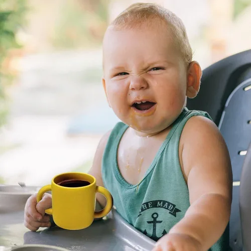 Miniatura 7 de Taza de entrenamiento de silicona para bebés, taza de aprendizaje para niños pequeños con dos asas, taza abierta para bebés de 5 onzas, ideal
