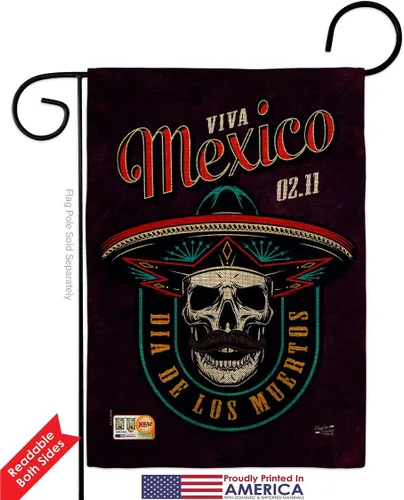 Miniatura 4 de Viva Mexico Burlap Garden House Flags Set Falltime Day of Dead Dia De Los Muertos Fiesta Mexican Party Autumntime Small Decorative Gift Yard Banner
