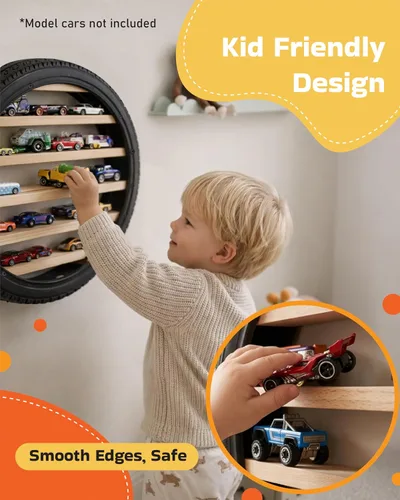 Miniatura 7 de Tapeera Soporte para exhibición de autos modelo – Organizador de autos de juguete, gabinete de pared para neumáticos, con capacidad para hasta 18