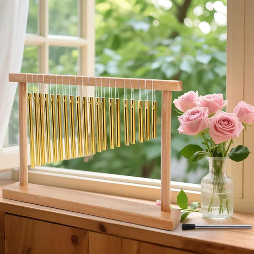 Miniatura 7 de 20-NOTE - Campanilla de viento de una hilera, instrumento de percusión musical de 20 barras con mazo para decoración de aula, oficina, regalo