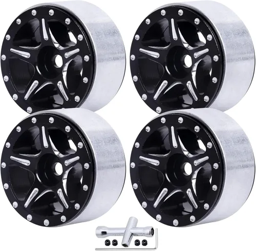 Ruedas Micro 1.0 Beadlock con tuercas de seguridad para actualizaciones mecanizadas CNC de aluminio SCX24 1/24 (paquete de 4) (tipo 2)