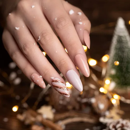 Miniatura 4 de RARJSM Juego de 6 esmaltes de uñas de gel, color marrón, café, vino, borgoña, nude, morado, rosa, champán, dorado, purpurina, para invierno, secado