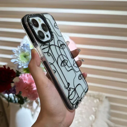 Miniatura 7 de Funda para iPhone 13, lindo diseño artístico de líneas faciales, diseño kawaii femenino estético patrón de dibujos animados para mujeres, niñas