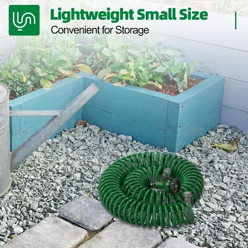 Miniatura 3 de SPECILITE Manguera de jardín en espiral ligera de 3/8", 50 pies, tubos de agua flexibles curvos de EVA con boquilla de pulverización de 6 patrones