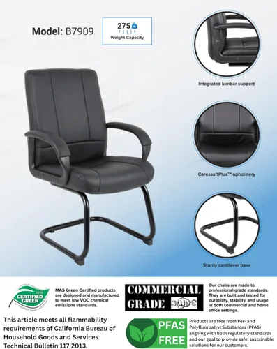 Miniatura 3 de Boss Office Products Coressoft B7909 - Silla de invitados con respaldo medio, color negro, 250