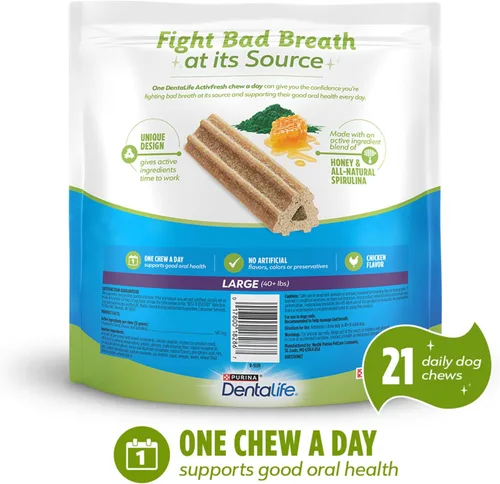 Miniatura 6 de DentaLife ActivFresh - Masticables para perros grandes de 40 libras en adelante, masticables dentales para refrescar el aliento, sabor a pollo, 24.1