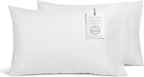Fishers Finery Fundas de almohada 100% algodón egipcio, sin arrugas y duraderas, calidad de hotel, algodón de fibra larga de 500 hilos de alta