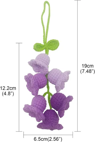 Miniatura 2 de Adorno colgante para espejo retrovisor de automóvil, cesta de flores de ganchillo, accesorio para plantas, adorno de automóvil hecho a mano