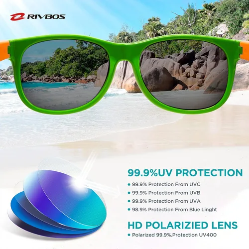 Miniatura 3 de Lentes de sol de goma Rivbos RBK004, flexibles, para niños lentes para bebés y niños de 3-10 (vidrio espejado disponible).