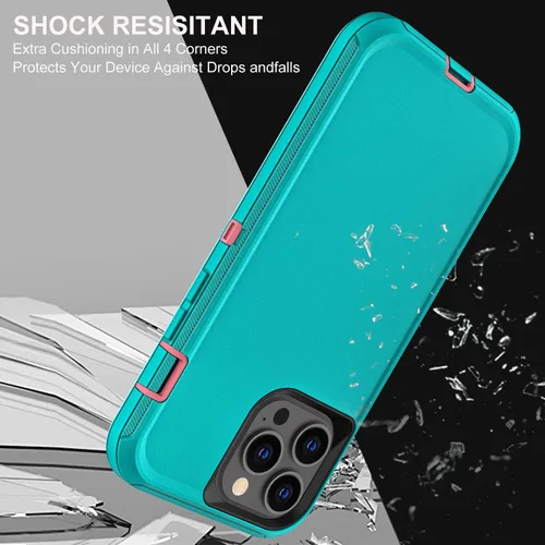 Miniatura 5 de YKHJKLEC para iPhone 13 Pro Max, funda militar grado 3 en 1 resistente a golpes/caídas/polvo con 2 piezas de protector de pantalla de vidrio