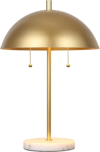 JONATHAN Y Lámpara de mesa LED de 20.7 pulgadas de mármol dorado/blanco con 2 luces para decoración moderna de noche, lámpara de escritorio