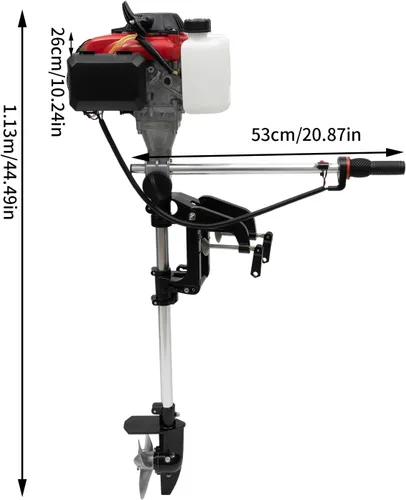 Miniatura 5 de Motor fuera de borda de 1.6kw, motor de barco de pesca fuera de borda de 4 tiempos 144F con refrigeración por aire para barco inflable, kayak