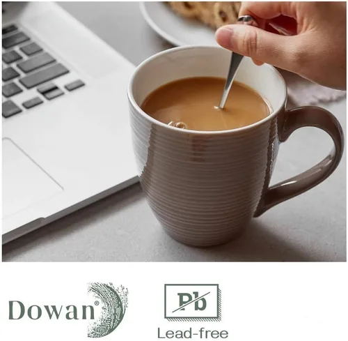 Miniatura 6 de DOWAN Tazas de Café, Juego de 6 Tazas de Café de 17 Oz, Tazas de Té Onduladas (Marrón)