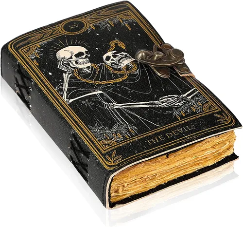 Miniatura 19 de Book of Spells - Diario encuadernado en cuero con papel de borde irregular, grimorio, diario impreso del Tercer Ojo, suministros de brujería